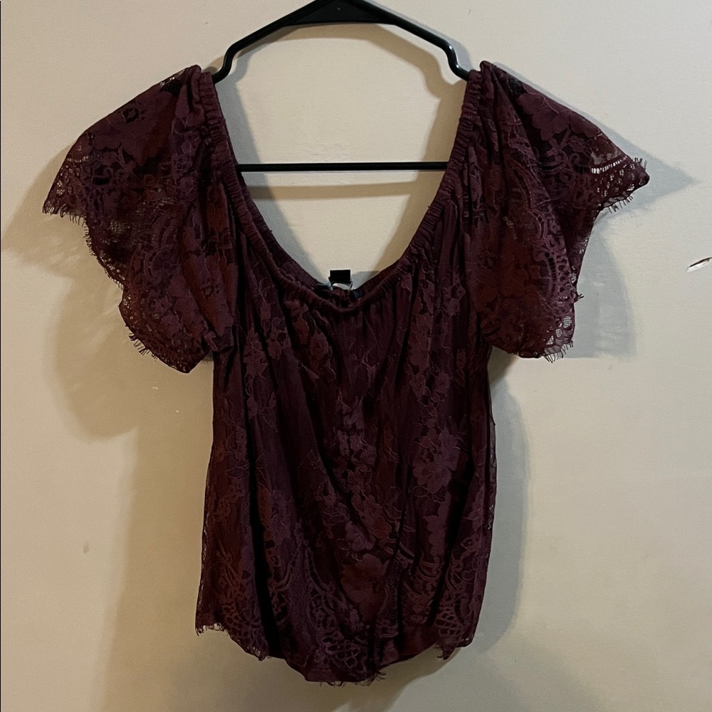 American Eagle Outfitters Deep Purple Lace Blouse